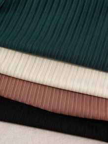 SHEIN Unity 1pc Ribbed Knit Halter Top & 3pcs Tank Top - Multicolor - View 5