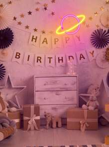 1 pieza Luz de neón en forma de planeta LED con gancho, alimentada por USB y batería, diseño en forma de Saturno, adecuada para mesa, habitación, pared, fiesta, dormitorios universitarios, sala de juegos, decoración de bodas, regalos de cumpleaños para amigos - Multicolor - Ver 8