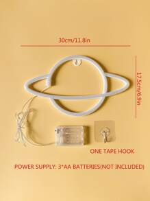 1 pieza Luz de neón en forma de planeta LED con gancho, alimentada por USB y batería, diseño en forma de Saturno, adecuada para mesa, habitación, pared, fiesta, dormitorios universitarios, sala de juegos, decoración de bodas, regalos de cumpleaños para amigos - Multicolor - Ver 9