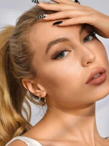 Pendientes de aro minimalista - Amarillo Oro - Ver 1