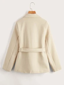 SHEIN Áo khoác ngoài nữ Thắt lưng màu trơn Thanh lịch - Màu be - Xem 2