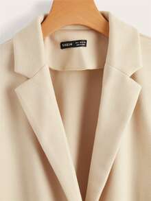 SHEIN Áo khoác ngoài nữ Thắt lưng màu trơn Thanh lịch - Màu be - Xem 4