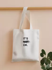 Large Capacity Letter Graphic Shopper Bag - White - View 1