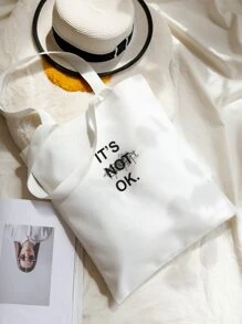 Large Capacity Letter Graphic Shopper Bag - White - View 3