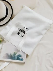 Large Capacity Letter Graphic Shopper Bag - White - View 4