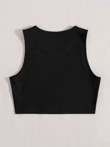 ROMWE PUNK Plus Spiderweb Print Tank Top - Black - View 2