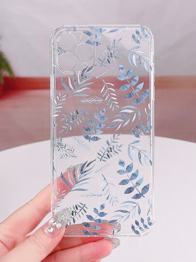 Leaf Painted Clear Phone Case