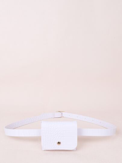 女孩鱷魚紋皮帶袋