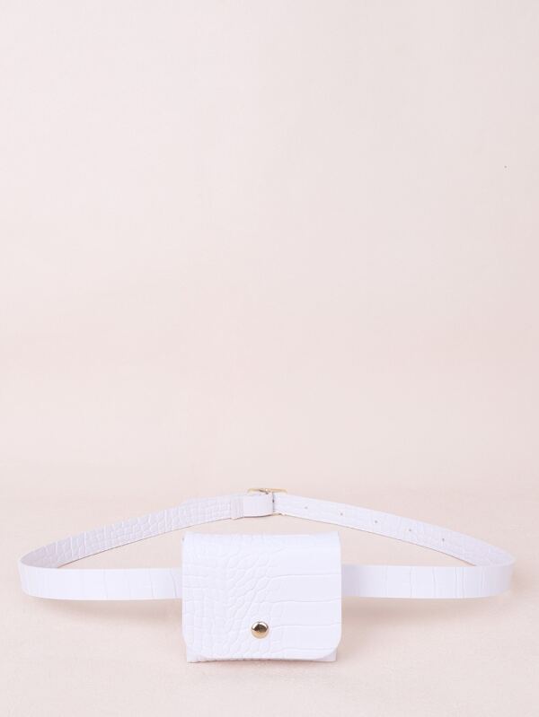 女孩鱷魚紋皮帶袋