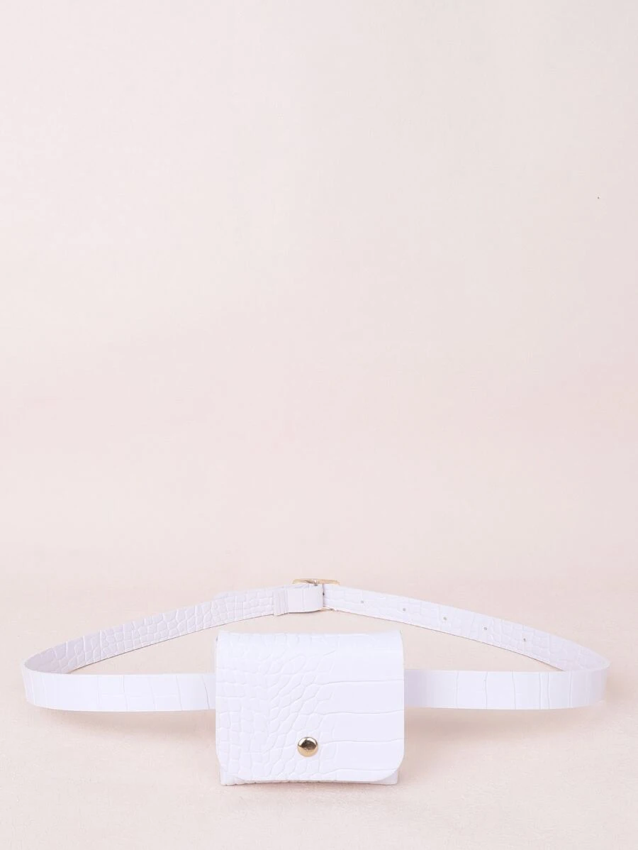 女孩鱷魚紋皮帶袋