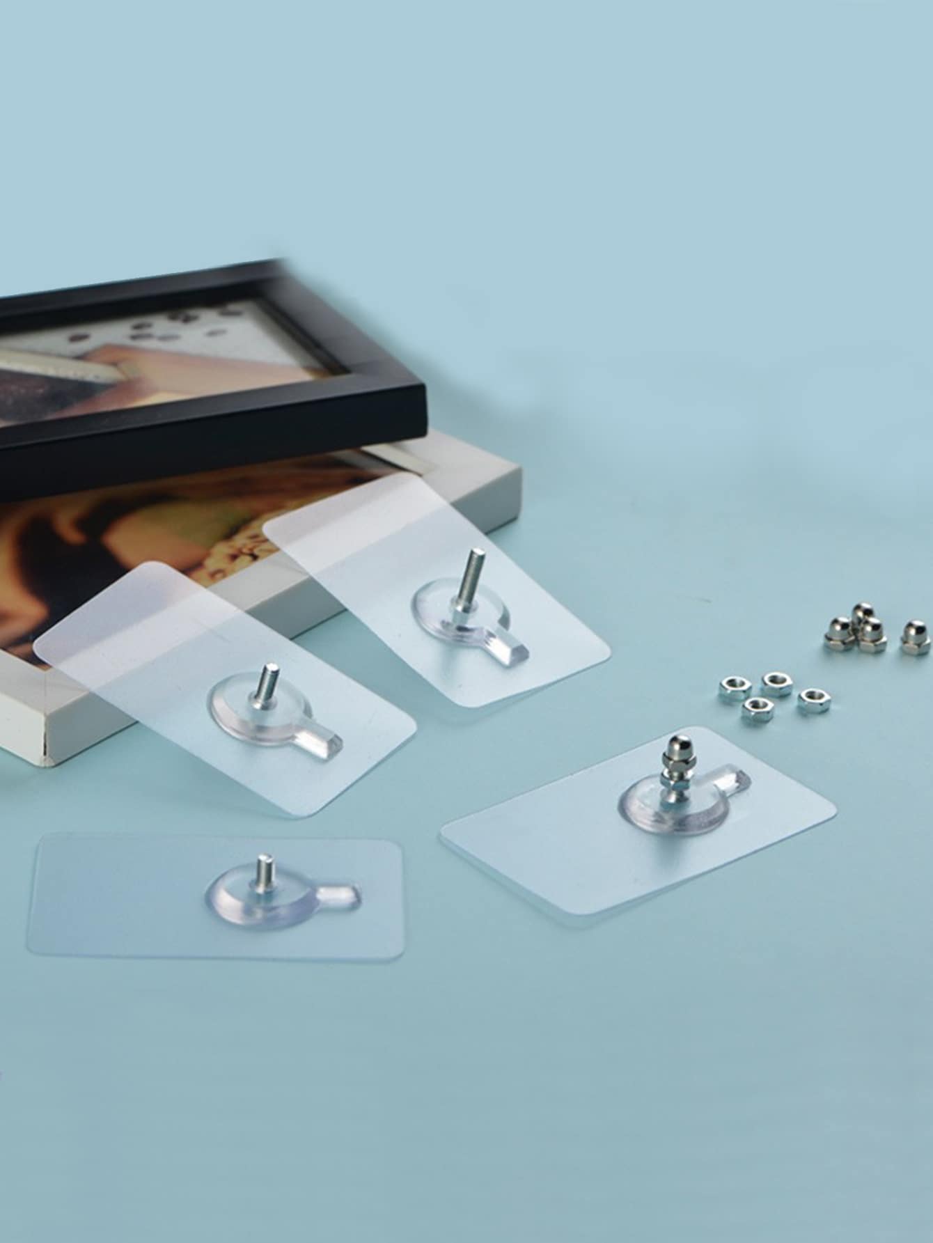 4 piezas Soporte transparente autoadhesivo - transparente - Añade 1