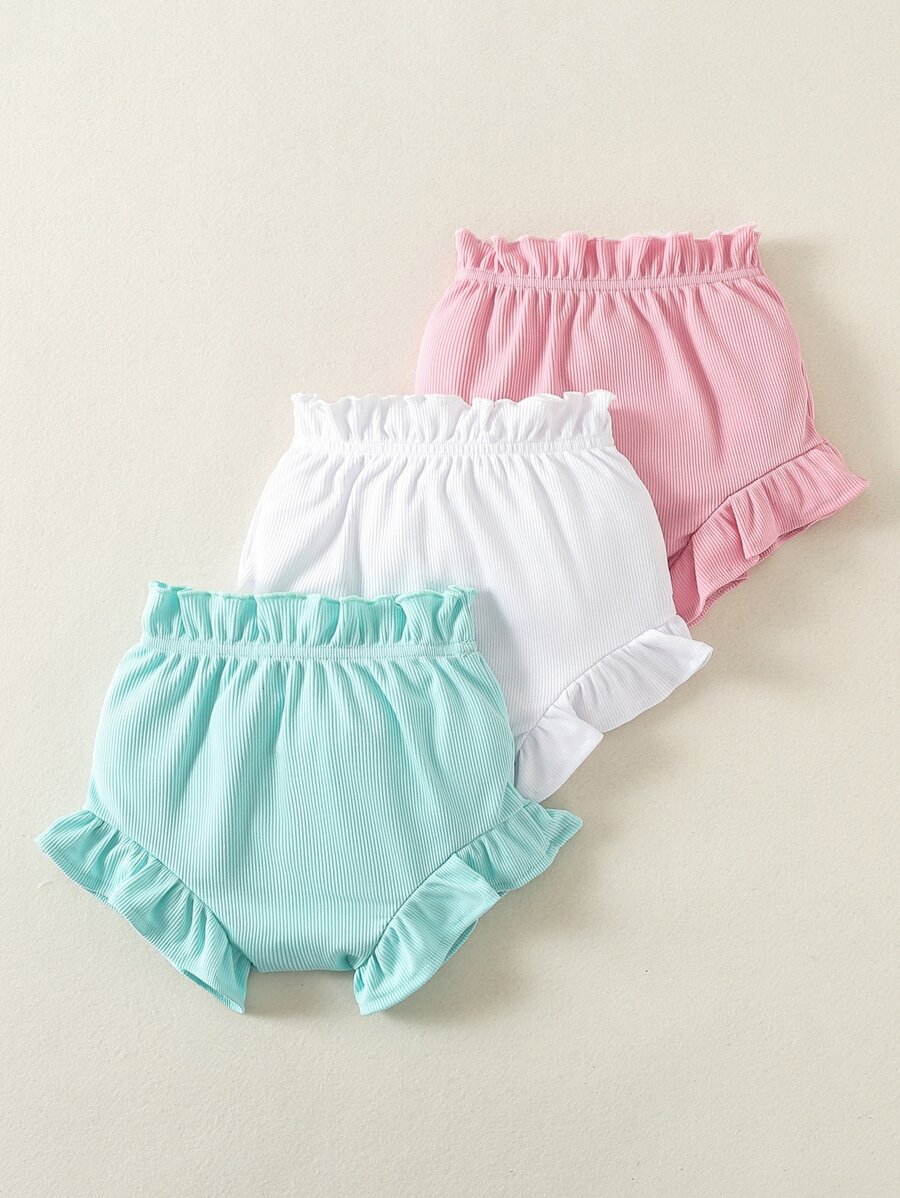 Conjunto De 3 Piezas De Pantalones Cortos Con Detalle De Borlas Para Bebé Niña - Multicolor - Ver 1