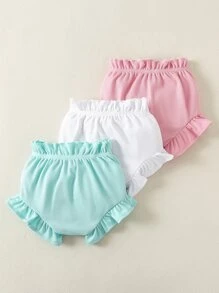 Conjunto De 3 Piezas De Pantalones Cortos Con Detalle De Borlas Para Bebé Niña - Multicolor - Ver 2