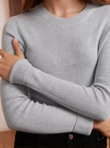 MOTF PREMIUM 100% MERINO WOOL SLIM RIBBED JUMPER - Light Grey - View 6