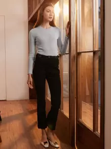 MOTF PREMIUM 100% MERINO WOOL SLIM RIBBED JUMPER - Light Grey - View 8