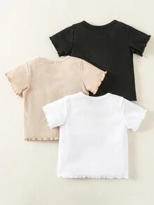 Baby 3pcs Lettuce Trim Button Up Top - Multicolor - View 2