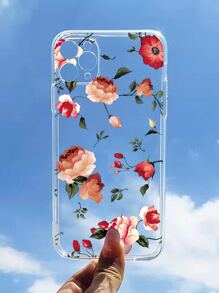 花卉圖案附帶繩子透明手機殼 - 彩色 - 查看 3