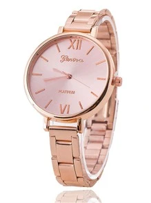 1pc Round Pointer Quartz Watch & 4pcs Bracelet