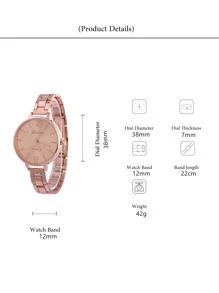 1pc Round Pointer Quartz Watch & 4pcs Bracelet