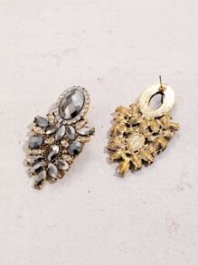 Rhinestone Decor Earrings - Gun Black - View 2