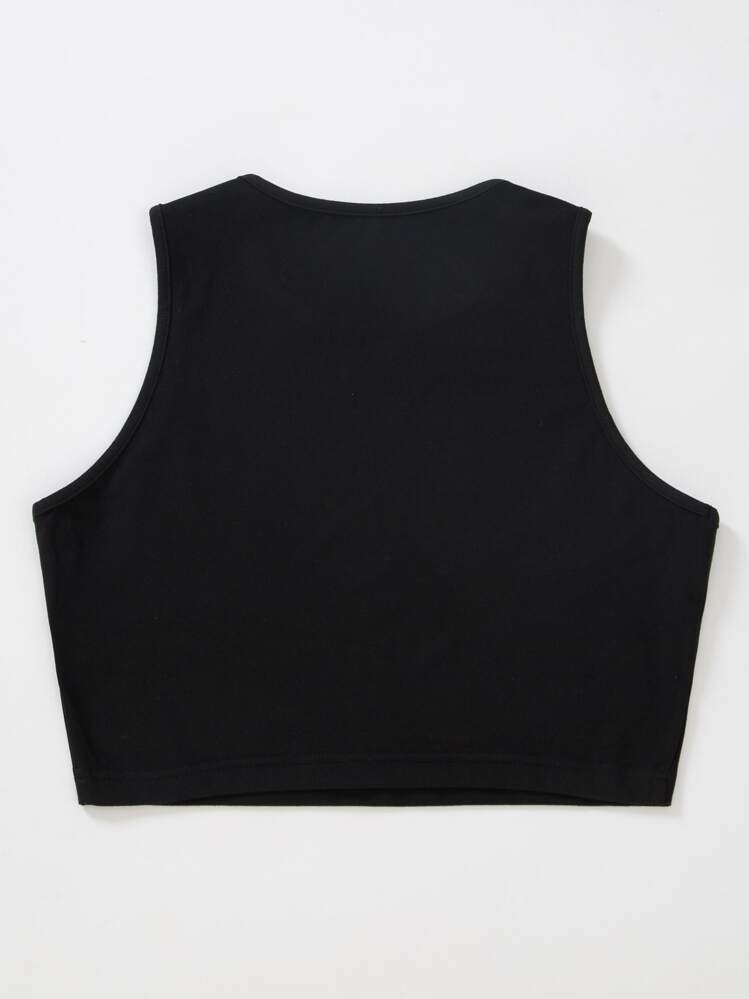 SHEIN Unity Rhinestone Heart Pattern Tank Top - Black - View 2