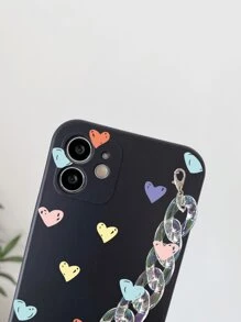 情人節心形和鏈條圖案手環手機殼，適用於iPhone 15/15 Pro/15 Plus/15 Pro Max/14/14 Plus/14 Pro/14 Pro Max/11 Pro Max/12/12 Pro/12 Pro Max/13/13 Pro/13 Pro Max/11/11 Pro和三星S24uu，S24+，S24等型號 - 黑色 - 查看 3