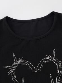 SHEIN Unity Áo hai dây Pha lê kim cương Đồ họa Giải trí - màu đen - Xem 5