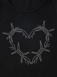 SHEIN Unity Áo hai dây Pha lê kim cương Đồ họa Giải trí - màu đen - Xem 6