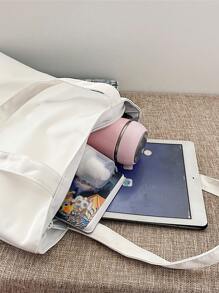 Cherry & Letter Graphic Shopper Bag - White - View 7