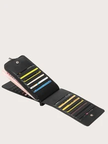 Monedero con estampado de letra con ranura para tarjeta - Negro - Ver 1