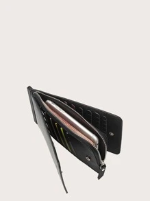 Monedero con estampado de letra con ranura para tarjeta - Negro - Ver 2