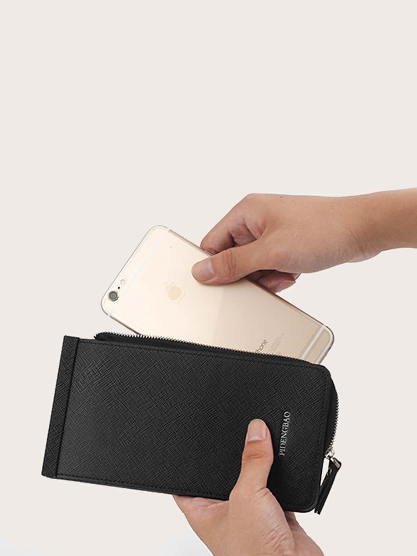 Letter Graphic Purse With Card Slot - Black - View 3