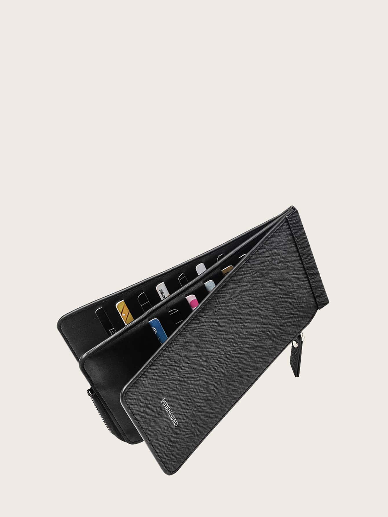 Letter Graphic Purse With Card Slot - Black - View 4