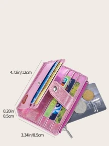 Bolso con broche de purpurina con titular de tarjeta, liviano y portátil, para tarjeta de crédito e identificación, para mujeres trabajadoras, regalo para mujeres y accesorio para vacaciones, aniversarios y cumpleaños. - Rosa - Ver 3