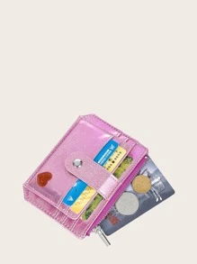 Bolso con broche de purpurina con titular de tarjeta, liviano y portátil, para tarjeta de crédito e identificación, para mujeres trabajadoras, regalo para mujeres y accesorio para vacaciones, aniversarios y cumpleaños. - Rosa - Ver 5