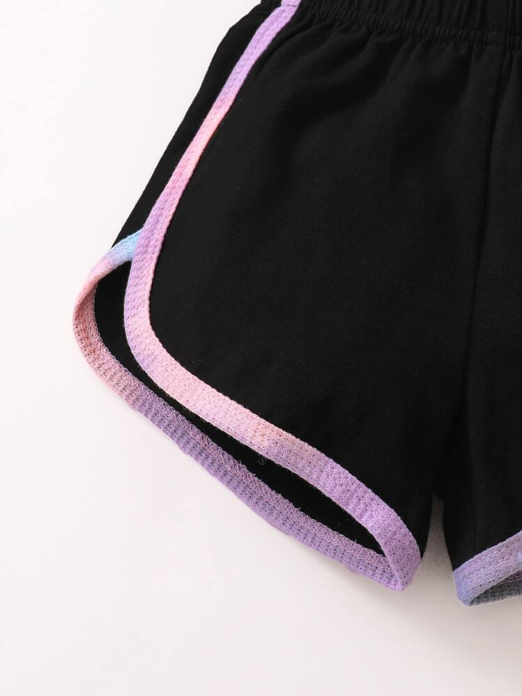 Baby Tie Dye Knot Front Cami Top & Contrast Binding Shorts - Multicolor - View 4