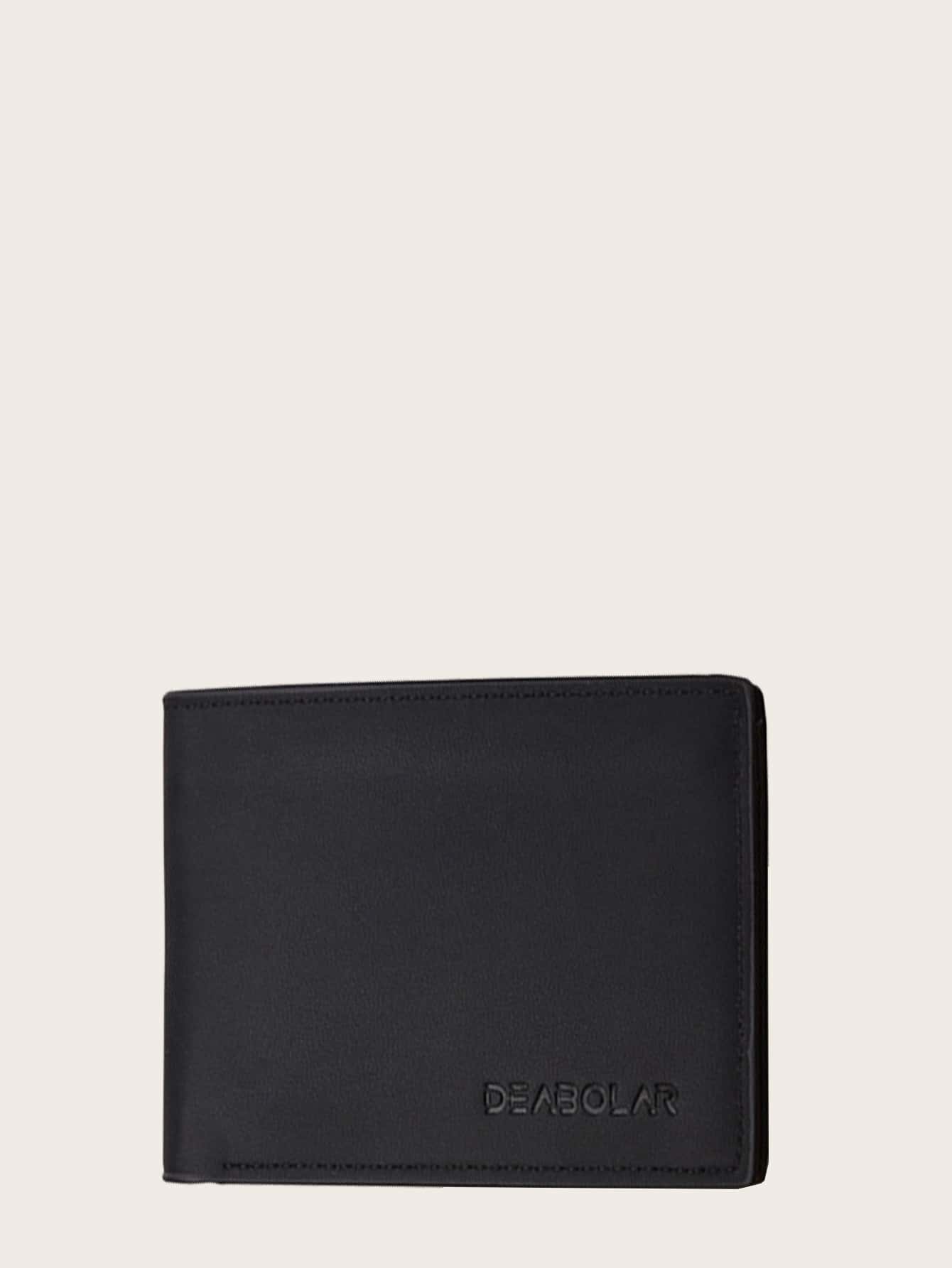 Men Letter Graphic Purse With Card Holder - Black - View 1