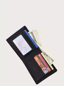 Men Letter Graphic Purse With Card Holder - Black - View 2