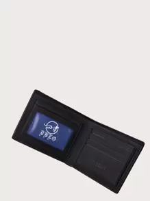 Men Letter Graphic Purse With Card Holder - Black - View 4