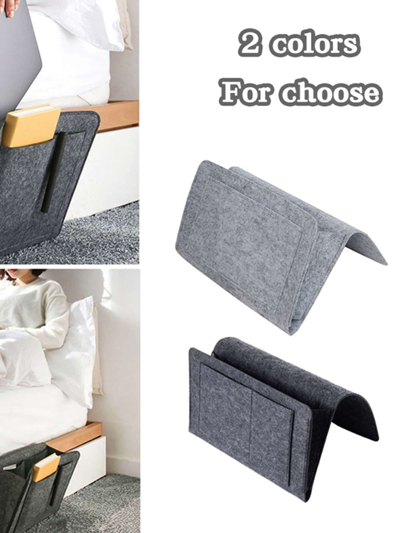 1pc Random Color Bedside Hanging Felt Storage Bag - Multicolor - View 6