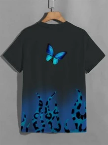 Niños Camiseta con estampado de mariposa de leopardo - Multicolor - Ver 2