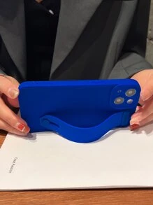Apple Phone Case With Strap Plain Phone Case With Push Pull Hand Holder Compatible With IPhone15/15Plus/15Pro/15Promax - Royal Blue - View 2