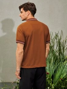 Manfinity Homme Men Single Striped Trim Polo Shirt - Brown - View 2