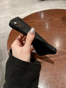 帶腕帶支架素色手機殼 - 黑色 - 查看 3