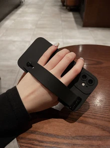 帶腕帶支架素色手機殼 - 黑色 - 查看 4