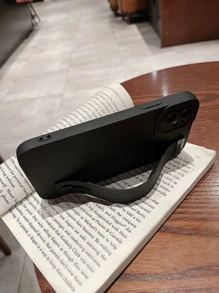 帶腕帶支架素色手機殼 - 黑色 - 查看 6