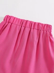 小女童荷葉邊前蝴蝶結上衣和裙子 - 玫紅色 - 查看 5