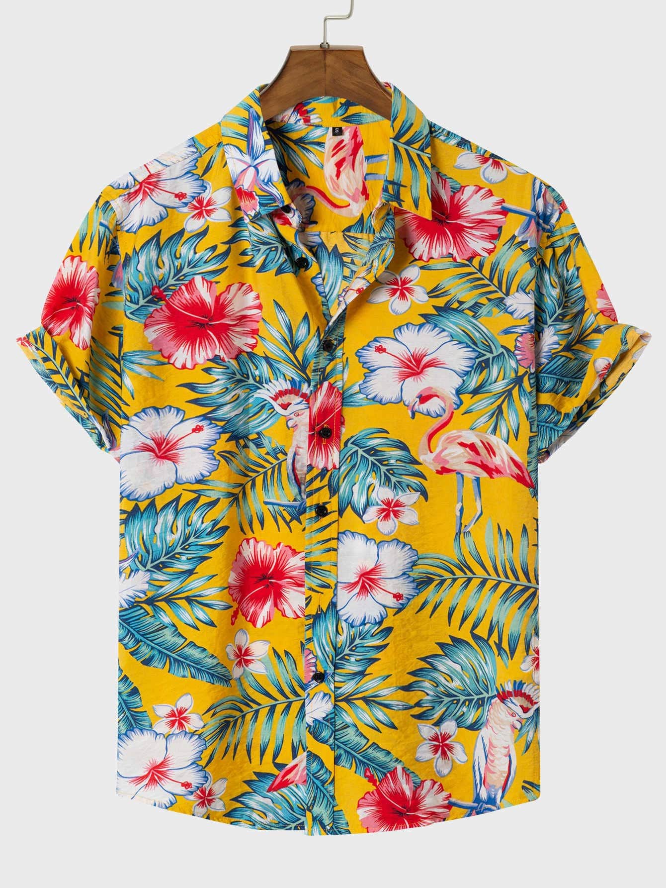 Manfinity Áo sơ mi Nam Nút phía trước Hoa Nhiệt đới Kỳ nghỉ - Nhiều màu - Xem 1