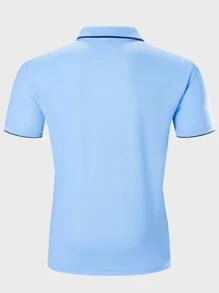 Manfinity Homme Men Contrast Trim Polo Shirt - Blue - View 2