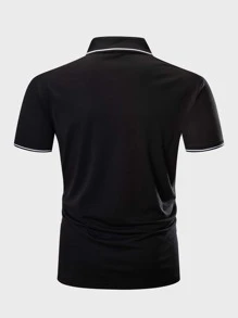 Manfinity Homme Men Contrast Trim Polo Shirt - Black - View 2